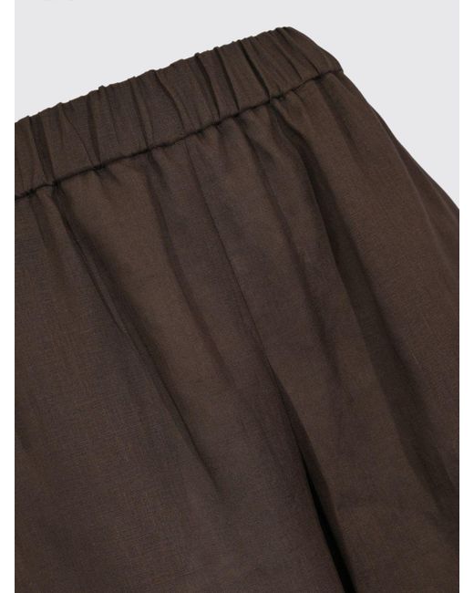 Pantaloni Crop Di Lino di Max Mara in Brown