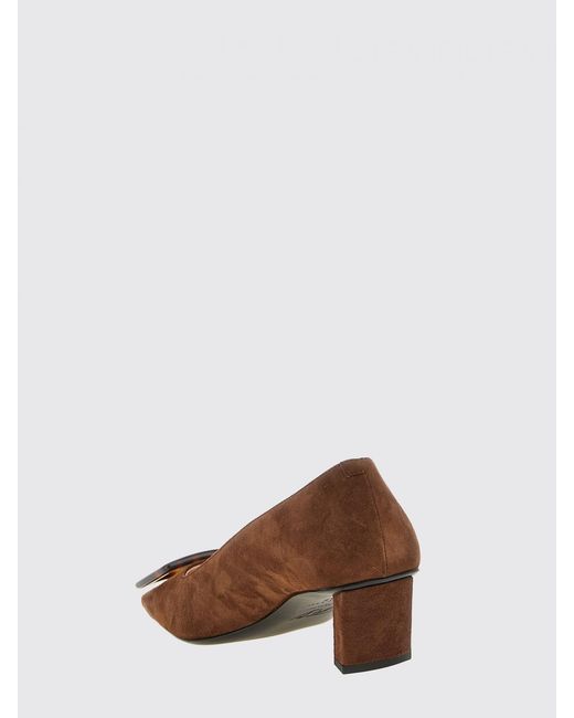 Roger Vivier Brown Suede Pumps With Buckle And Low Heel