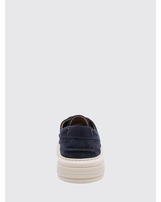 Bally Blue Suede Boat Shoes With Embossed Logo for men