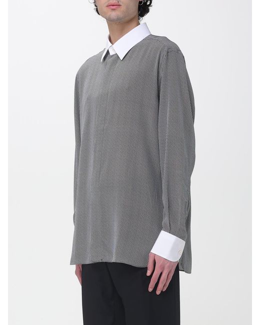 Tom Ford Gray Silk Shirt With Zig-Zag Pattern for men