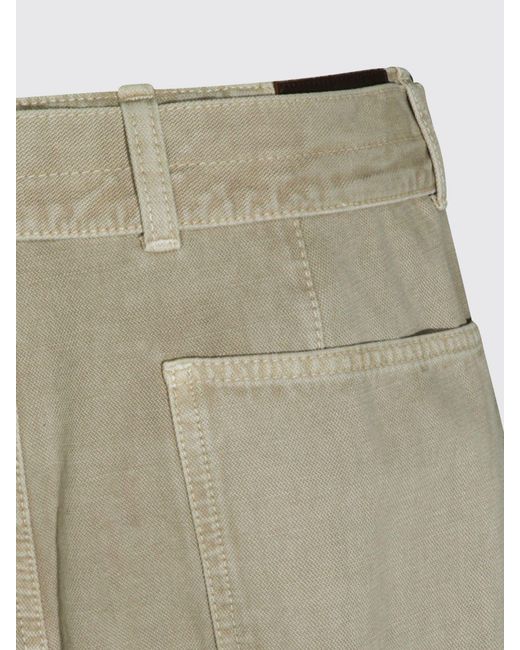 Lemaire Natural Wide Leg Cotton Trousers With Adjustable Waist Belt for men