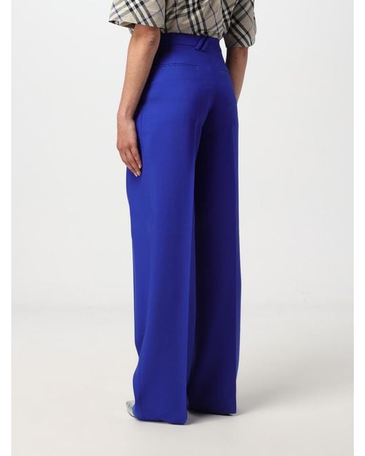 Burberry Blue Virgin Wool Wide-Leg Pants