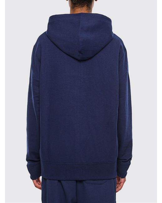 Polo Ralph Lauren Blue Cotton Blend Zip-Up Hoodie With Embroidered Pony Logo for men