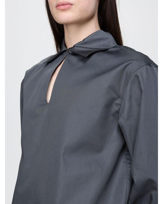Max Mara Gray Cotton Poplin Blouse