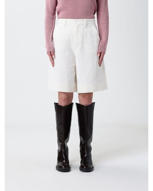 Max Mara White Cotton And Linen Shorts