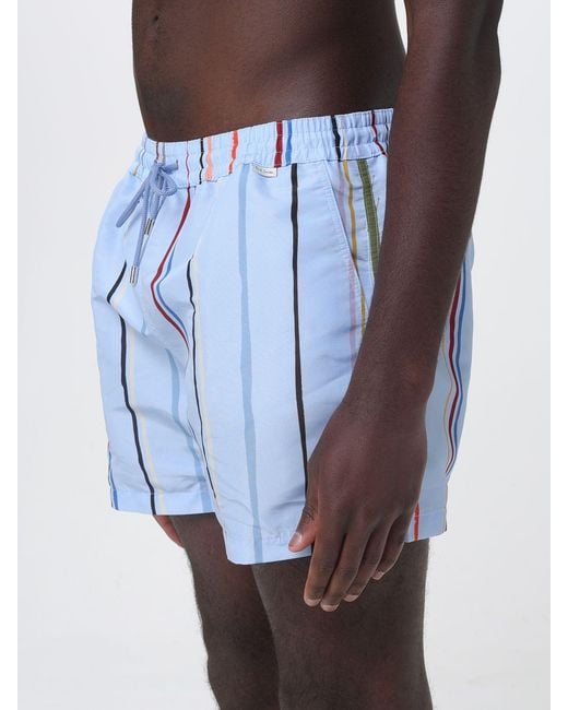 Paul Smith Blue Striped Polyester Swimsuit for men