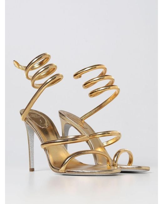 Rene Caovilla Heeled Sandals in Metallic Lyst UK