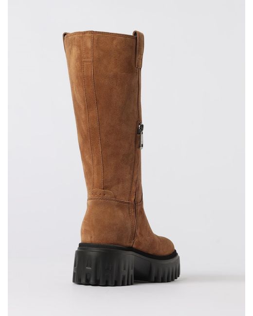 Hogan Brown Flat Ankle Boots