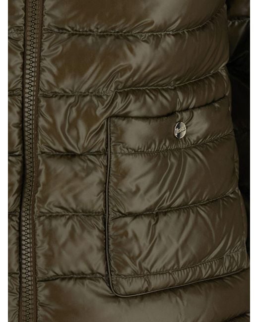 Herno Brown Short Ultralight Nylon Down Jacket With Biker Collar And Zip