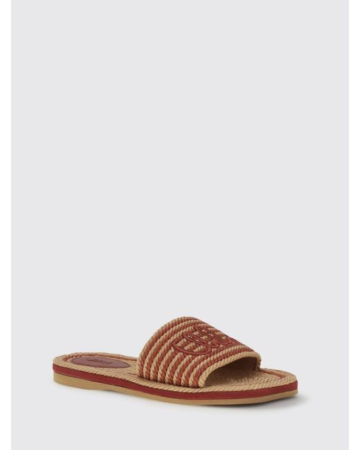 Chloé Brown ChloÉ Striped Woven Rope Sliders