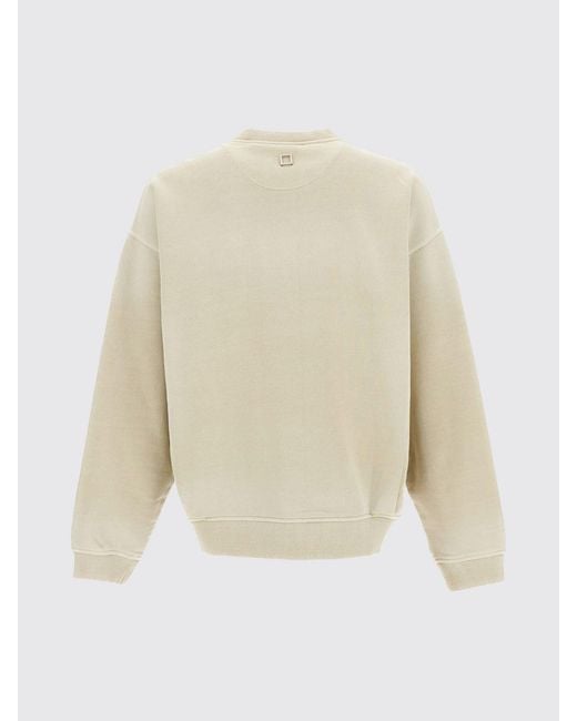 Wooyoungmi Natural Graphic-Print And Contrast-Logo Cotton Crewneck Sweatshirt for men