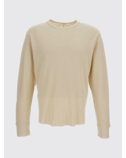 sunflower Blue Long-Sleeved Cotton T-Shirt With Crew Neck for men