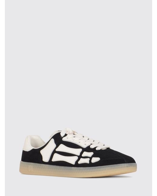 Amiri White Pacific Bones Leather And Suede Sneakers With Contrast Appliqué for men