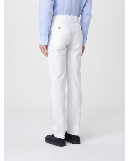 Brunello Cucinelli White Cotton Chino Trousers for men