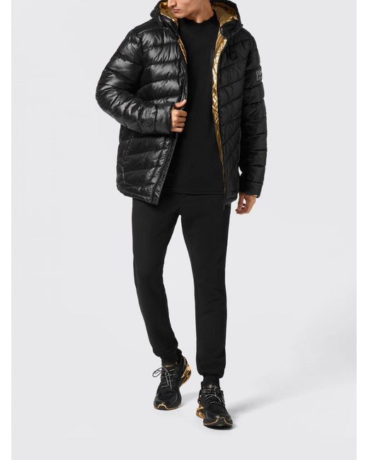 Philipp Plein Black Quilted Padded Nylon Down Jacket for men