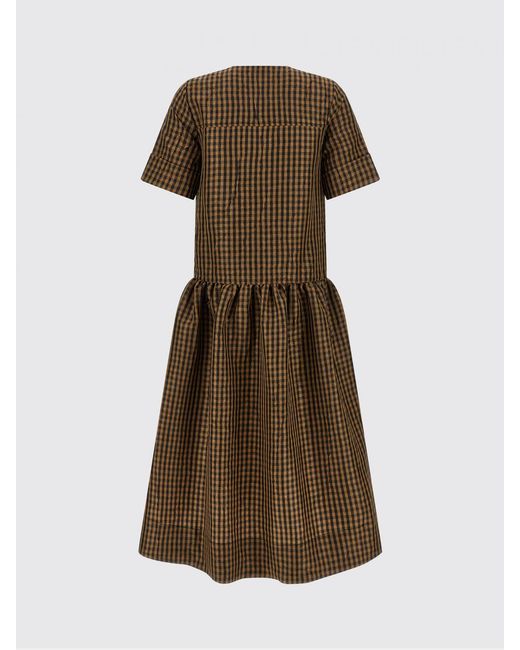 Ganni Natural Vichy Recycled Polyester Dress