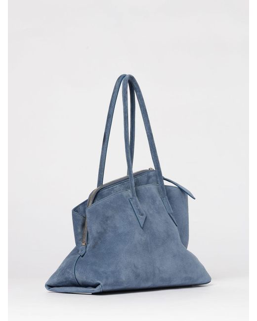 The Attico Blue La Passeggiata Medium Suede Bag
