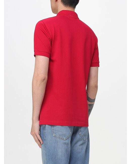 Sun 68 Red Cotton Logo Polo Shirt for men