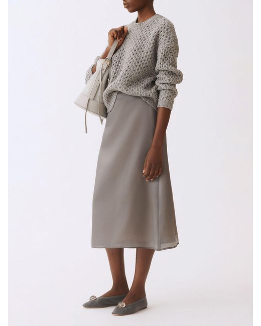 Fabiana Filippi Gray Virgin Wool Cashmere And Silk Knit Top