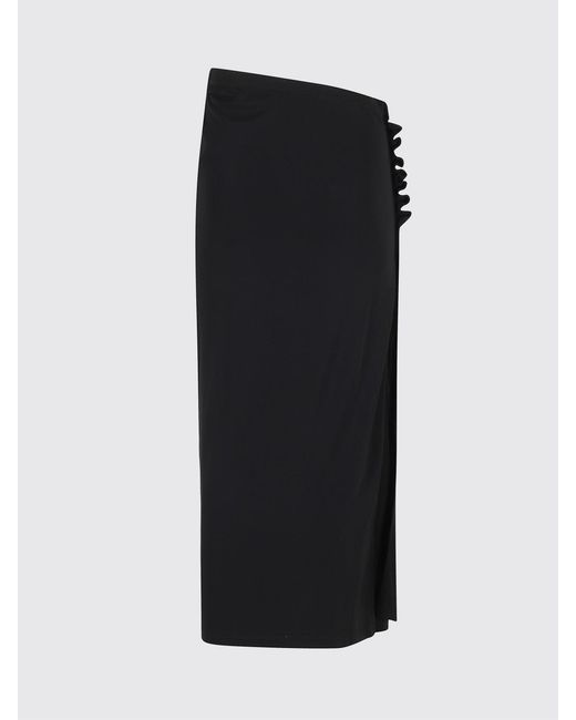 Rabanne Black Ruffled Viscose Blend Midi Skirt