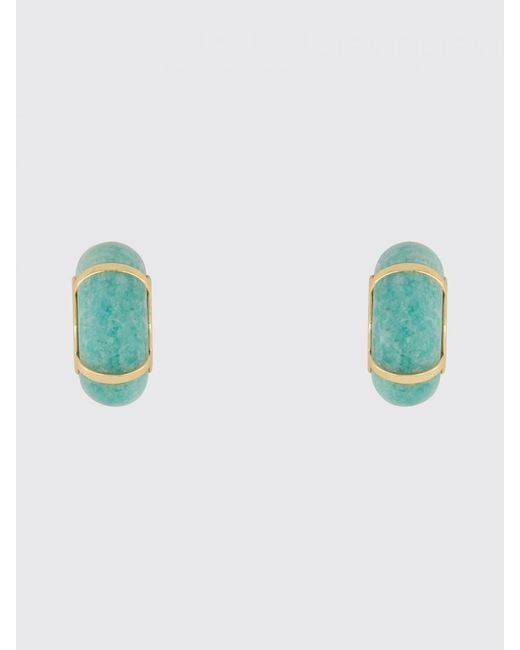 Lizzie Fortunato Blue Zellige Brass Hoop Earrings With Crystals