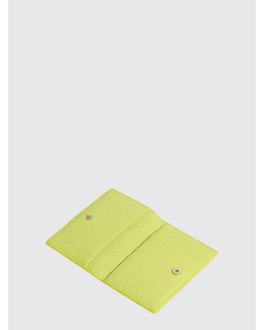 Coccinelle Yellow Metallic Small Grained Leather Credit Card Holder