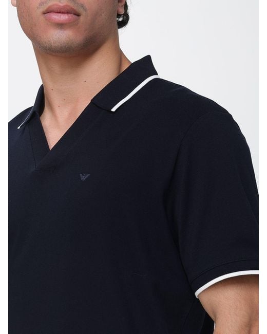 Emporio Armani Black Cotton Polo Shirt for men
