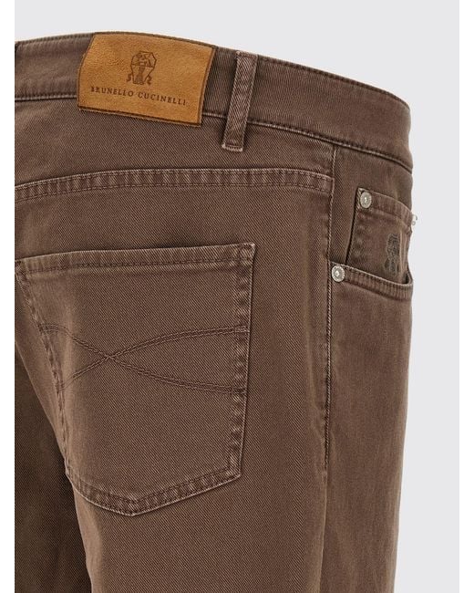 Brunello Cucinelli Brown Straight Stretch Denim Jeans for men