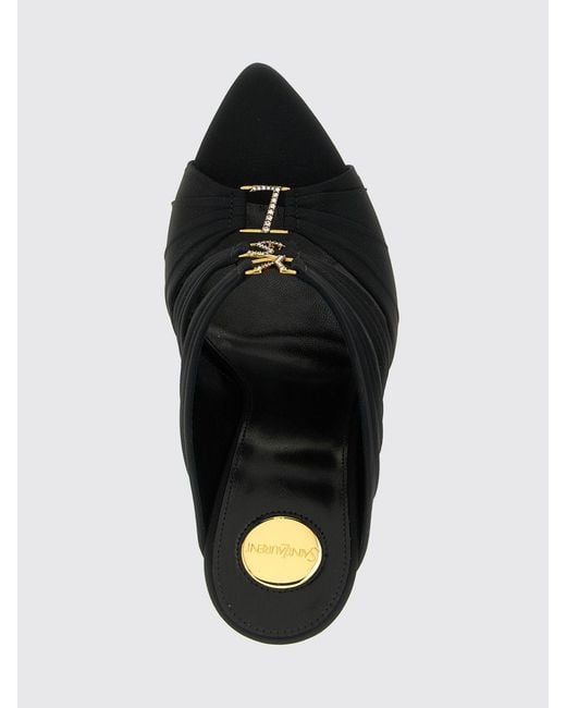 Saint Laurent Black Emilie Crêpe Satin Sandals