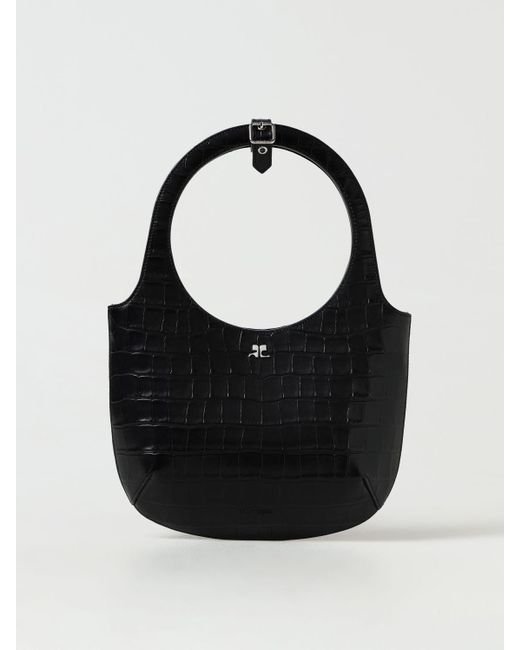 Borsa Holy in pelle stampa cocco di Courreges in Black