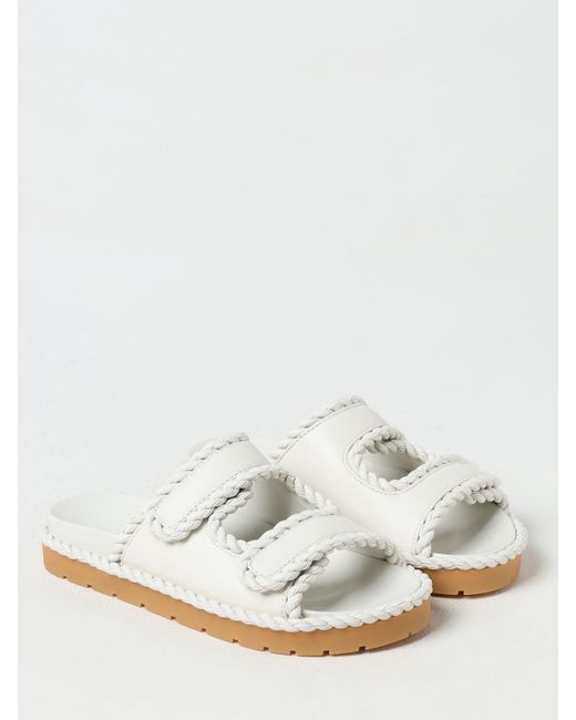 Bottega Veneta White Flat Sandals