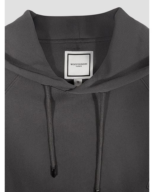 Wooyoungmi Gray Slim Fit Cotton Hoodie With Drawstring And Kangaroo Pocket for men