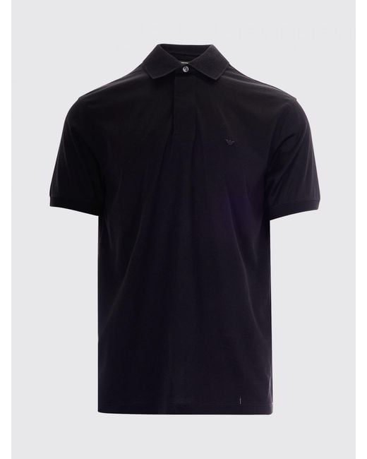 Emporio Armani Black Cotton Jersey Polo Shirt for men