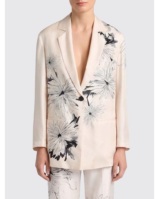Momoní Natural MomonÌ Printed Silk Single-Breasted Blazer