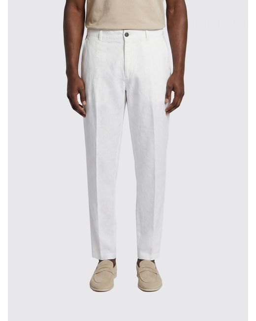 Eleventy White Linen Blend Chino Trousers for men