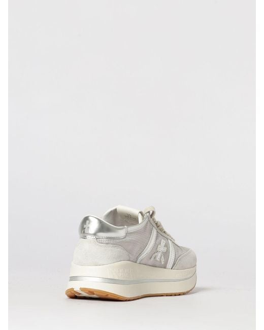 Premiata White Bethcoin Suede And Mesh Sneakers