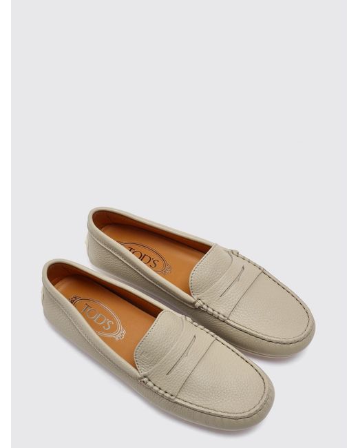 Tod's Natural Gommino Hammered Leather Loafers