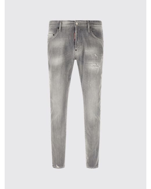 DSquared² Gray Skater Skinny Fit Stretch Denim Jeans With Distressed Effect for men