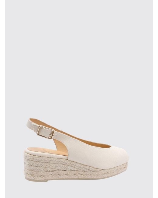 Castaner Natural Dosalia Mid-Wedge Canvas Sandals With Open Toe And Ankle Strap