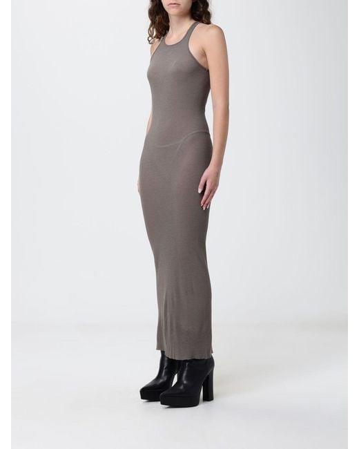 Rick Owens Gray Viscose And Silk Tank Dress