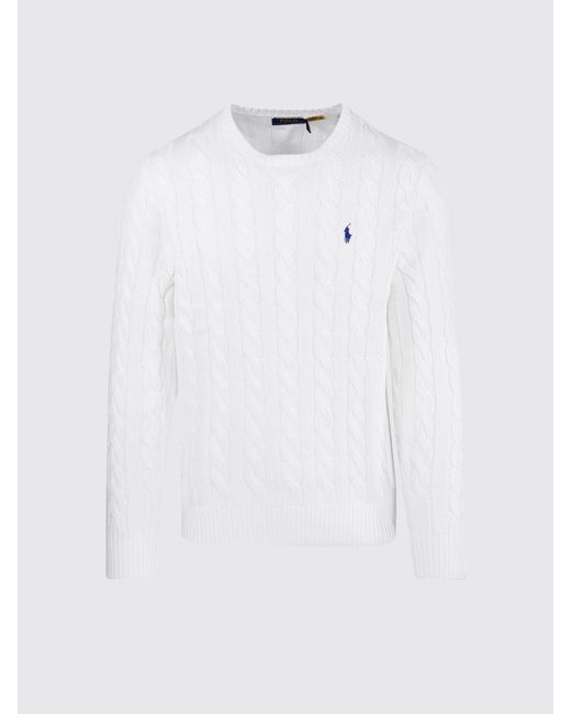 Polo Ralph Lauren White Cotton Tricot Crewneck Pullover for men