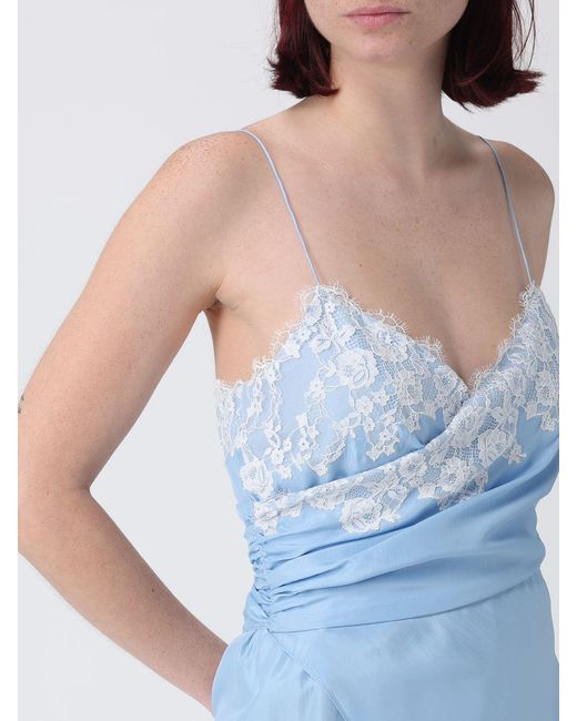Moschino Couture Blue Asymmetric Silk Blend Dress