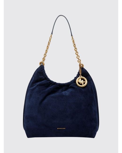 Michael Kors Blue Indie Suede Shoulder Bag