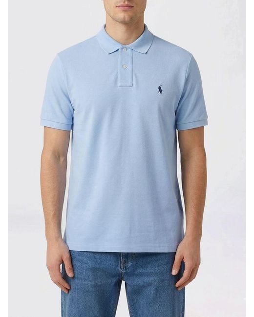 Polo Ralph Lauren Blue Cotton Polo Shirt With Logo for men