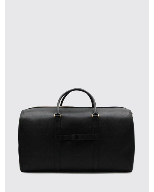 Thom Browne Black Grained Calfskin Leather Travel Bag With Removable Strap for men