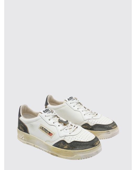 Autry White Medalist Low Super Vintage Calfskin Sneakers With Worn Effect for men
