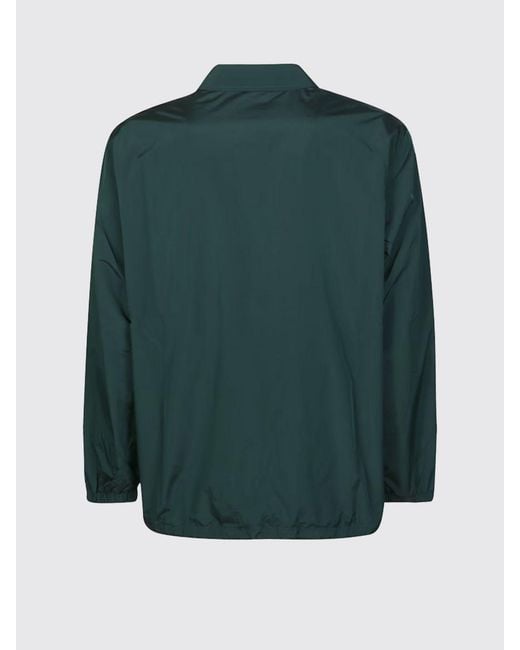Autry Green Goose Down Padded Technical Fabric Shirt Jacket With Logo for men