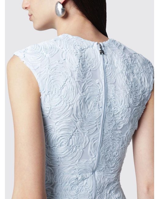 ROTATE BIRGER CHRISTENSEN Blue Floral Motif Mesh Mini Dress