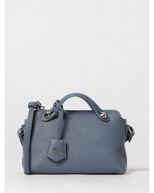Fendi Blue By The Way Grained Calfskin Mini Bag With Removable Handles