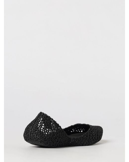 Melissa Black Campana Perforated Glitter Pvc Ballet Flats With Round Toe